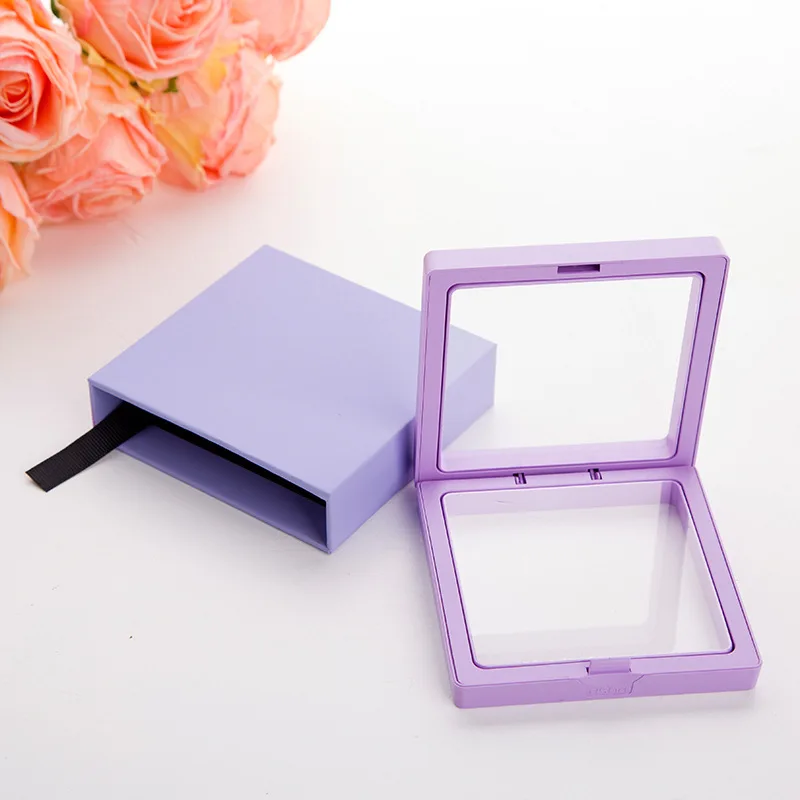10 Pcs/lot Transparent Plastic Frame PE Film Anti-oxidation Jewelry Paper Storage Box Ring Necklace Bracelet Display Props