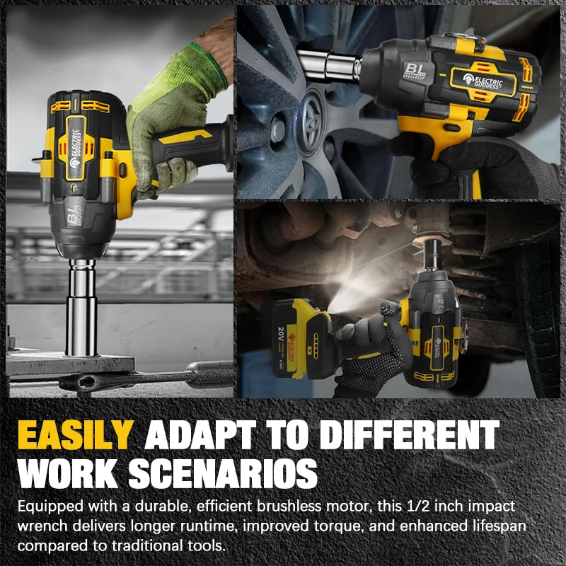 1000N·M High-torque Brushless Electric Wrench 1/2 Inch Impact Wrench Large Machine Service Tool For Dewalt 20V Battery Pin image 4