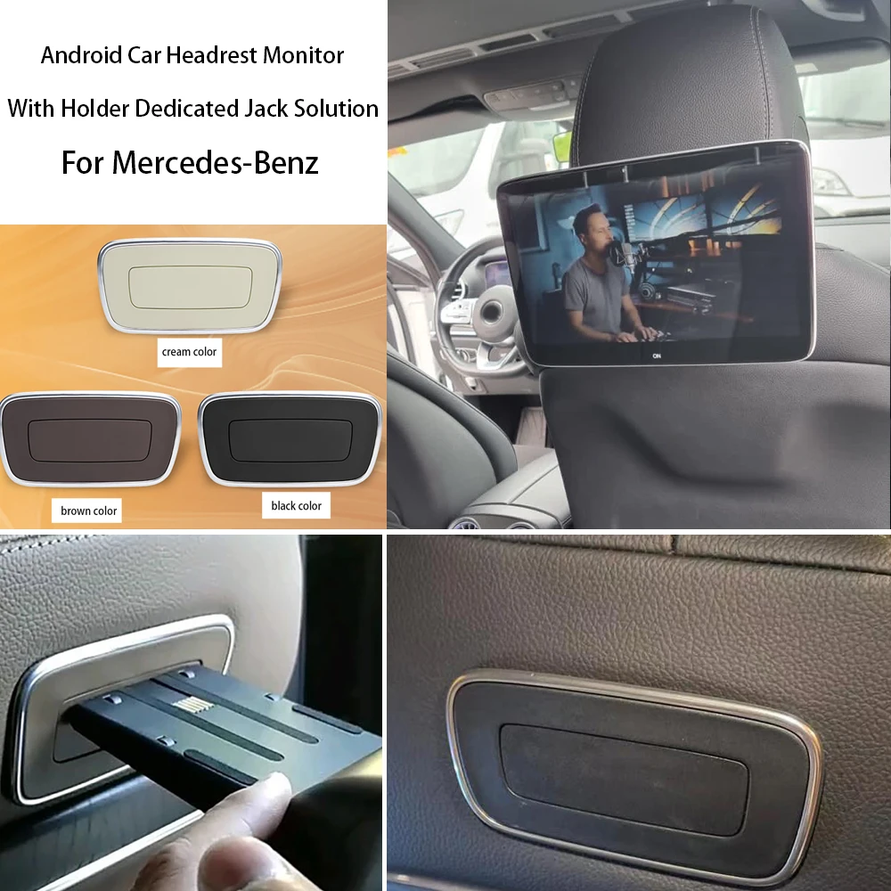 Android Car TV Headrest Monitor With Holder Jack Solution For Mercedes Benz E260 E300 W212 W213 Rear Seat Entertainment System