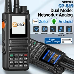 ABBREE GP-889 Walkie Talkie Dual Mode POC Network Radio ZELLO Global UHF Bluetooth WIFI Android 2/3/4G Type-C Ham Radio Hunting