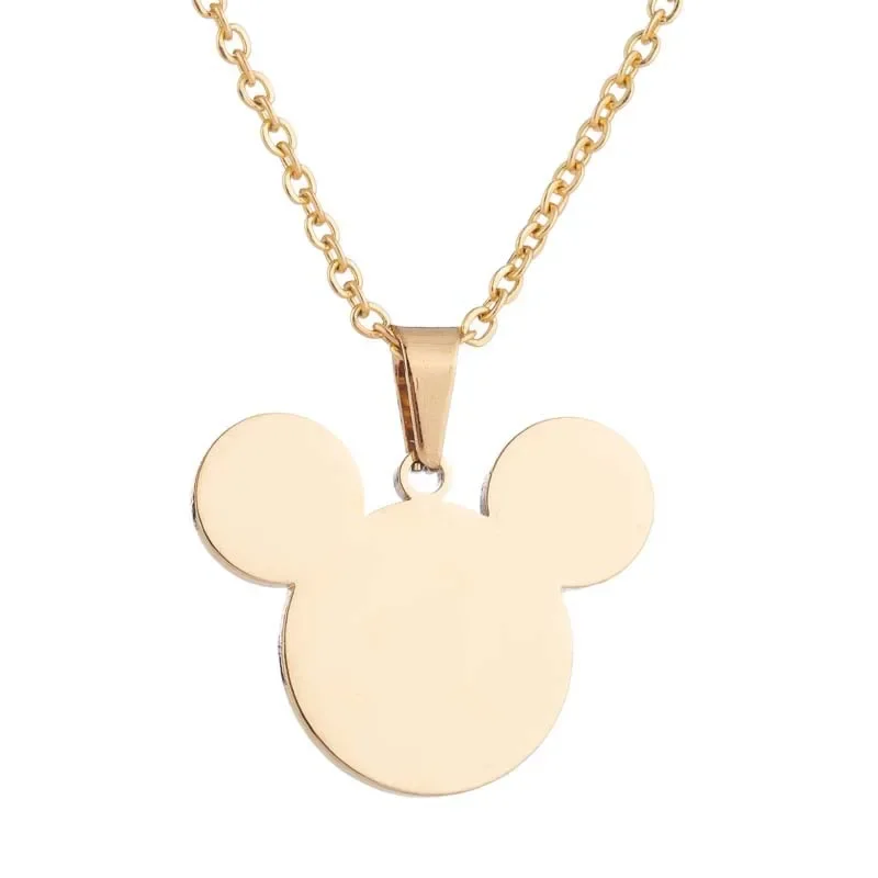 Disney Mickey Pendant Necklace Creative Fashion Stainless Steel Clavicle Chain Choker Necklace for Women Jewelry Wedding Party
