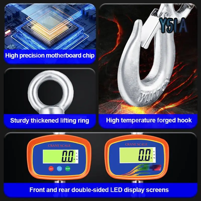 

Y51A-1000KG Electronic Hanging Scale Precision Digital Dual LCD Display 1000Kg Crane Scales Industrial Weigher