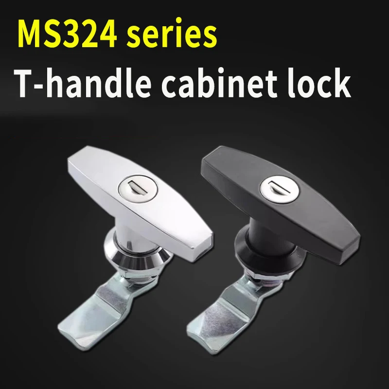 handle lock rotating big handle bright chrome equipment lock MS324-2AT  distribution box cabinet door lock MS101-1A