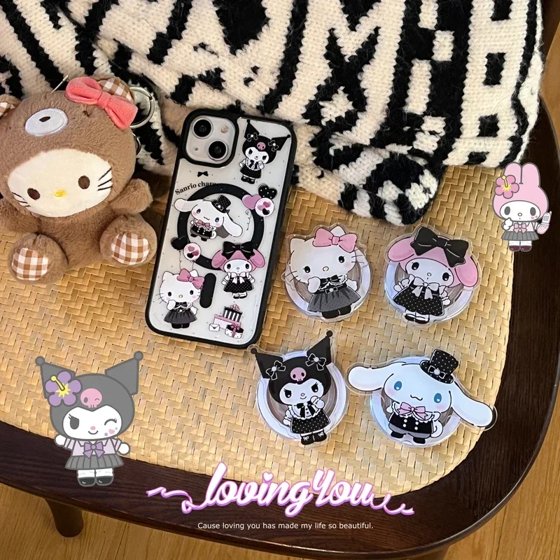 Sanrio Y2K Hello Kitty Melody Kuromi Magnetic Bracket Magsafe Wireless Charge Phone Case For iPhone 16 15 14 13 12 Pro Max Cover