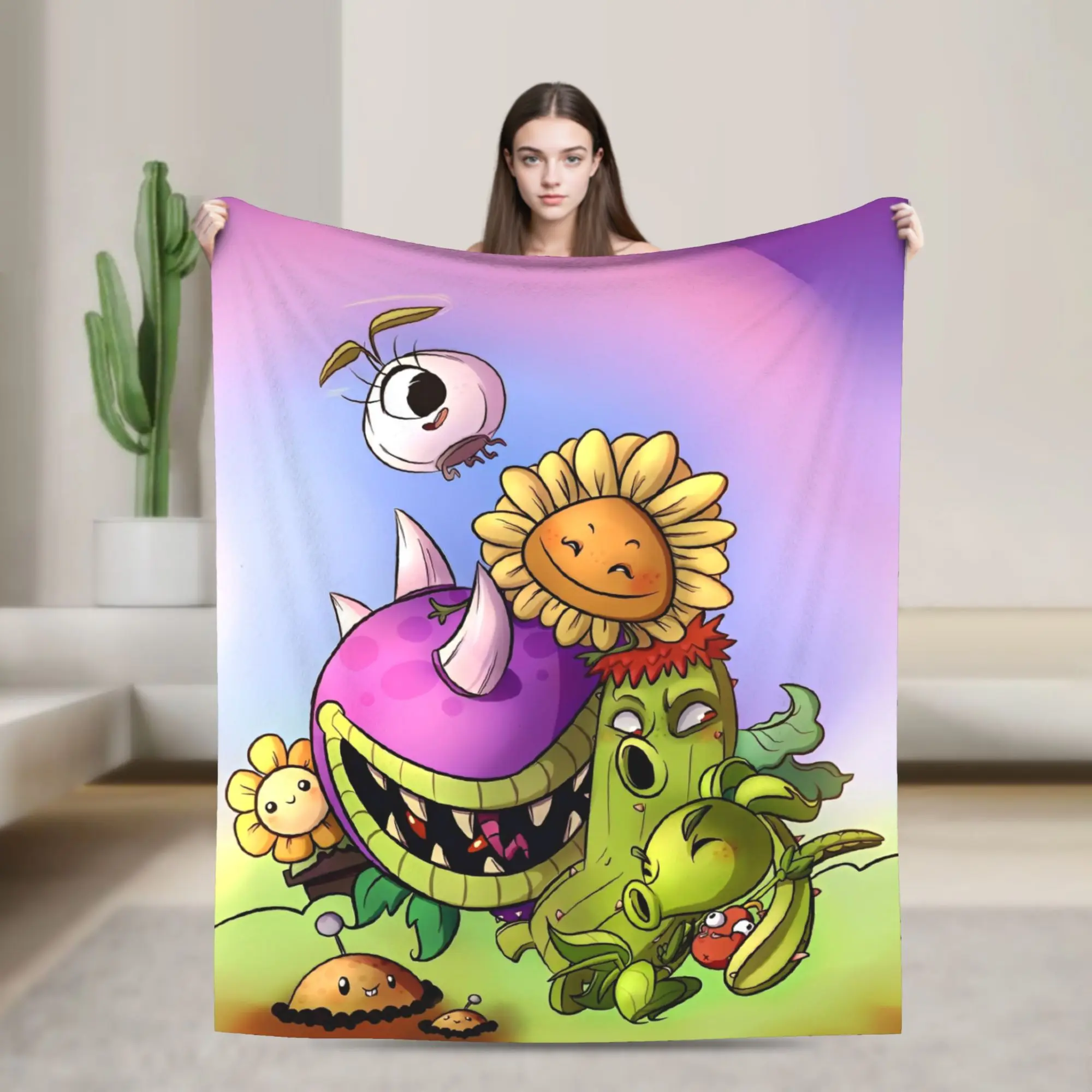 

Game P-Plants-vs-Zombie Flannel Blanket Soft Bedding Throws for Home Decor Decorative Graphic Bedspread Sofa Bed Cover