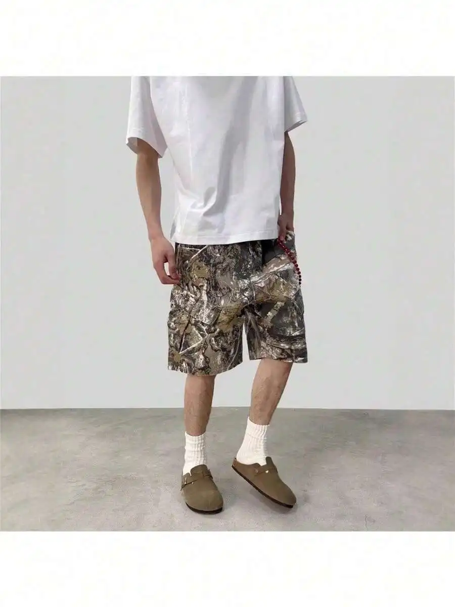 American High Street Retro Street Harajuku Camouflage Print Loose Workwear Casual Shorts Five-Point Pants Summer