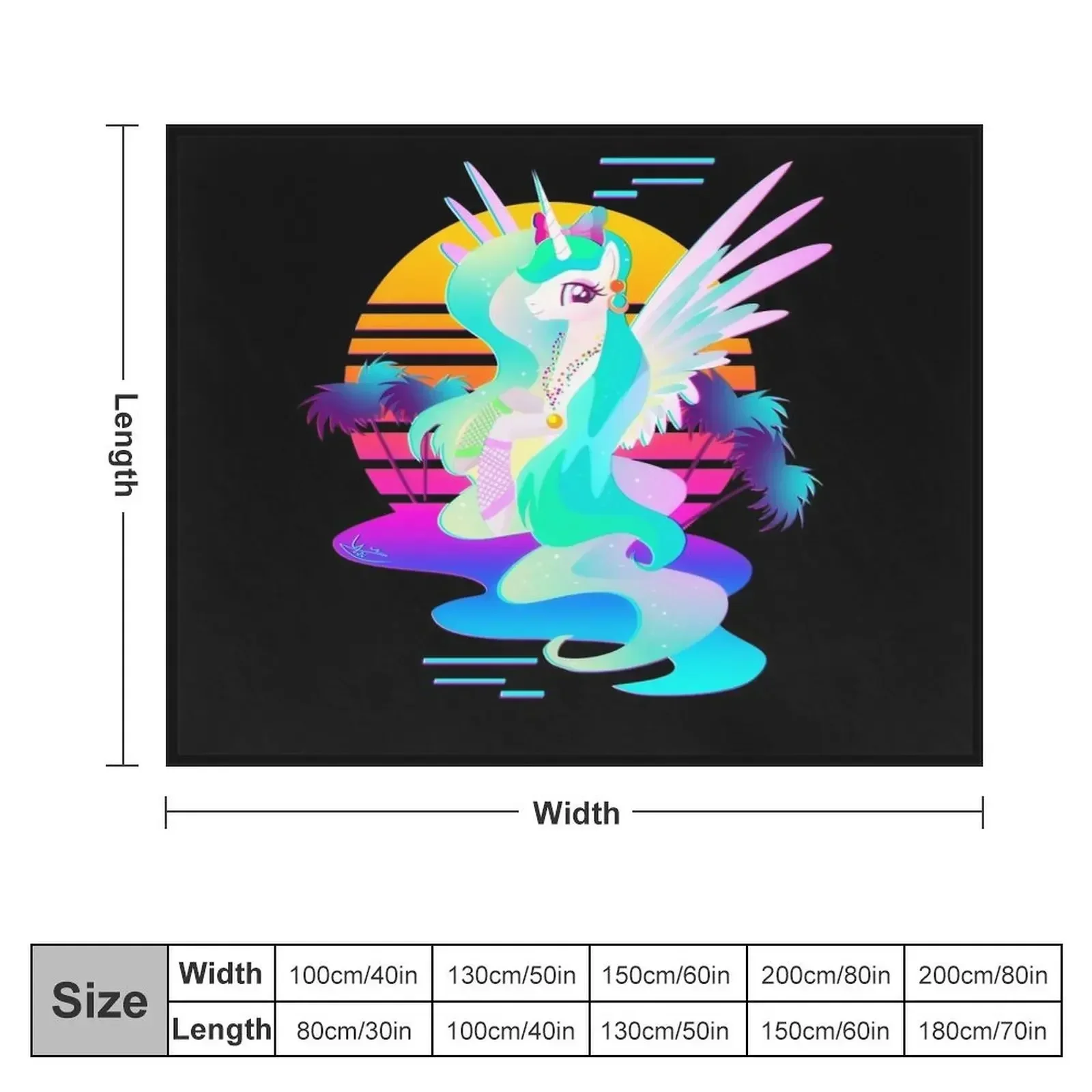 Synthwave Princess Celestia Throw Blanket warm for winter Soft Big Single Blankets