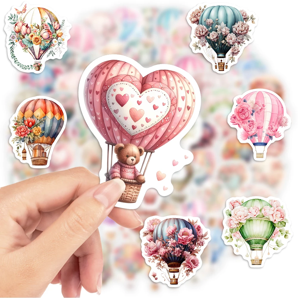 Watercolor Flower Balloon Stickers DIY Kids Gift Decal for Laptop Phone Scrapbook Luggage Decorative Bottle Graffiti Waterproof