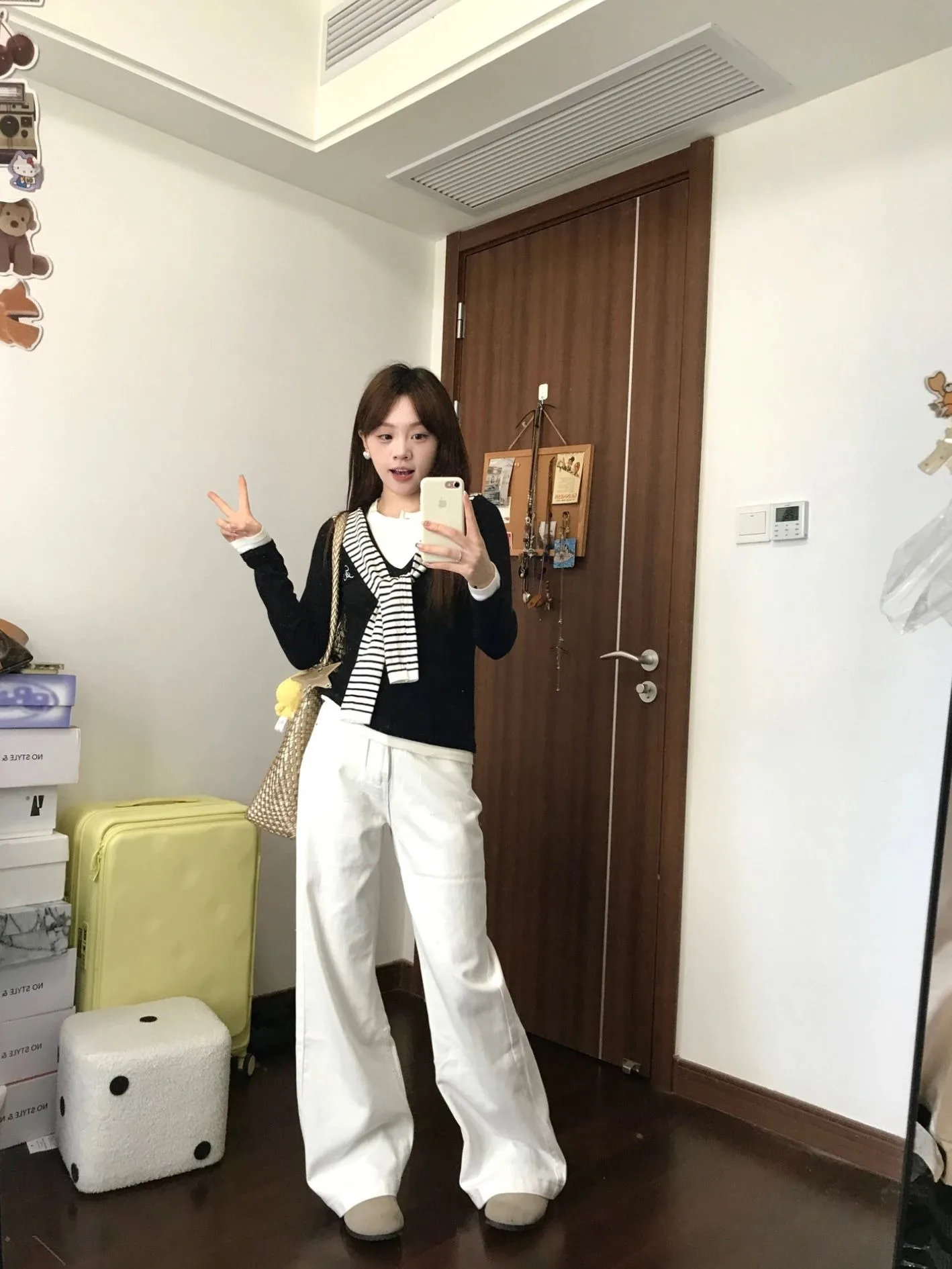 T-shirt lunga coreana Sle Sve da donna Autunno Design Stripe oulder Colletto Color Blo Base Top College Sle Falso in due pezzi