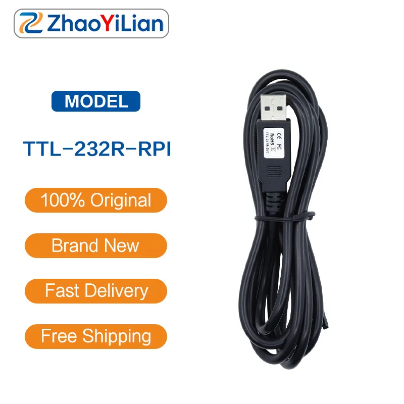 FOR FTDI TTL‑232R‑RPI Cable USB To TTL 232 3.3V 2.54 Dupont Wire Signal Conversion Communication Transfer Cable In Stock