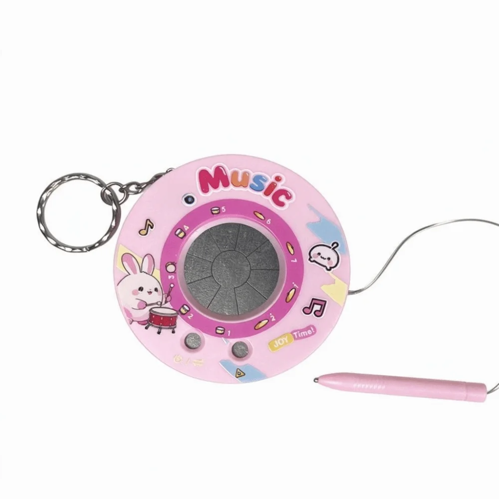 Round Recording Electronic Drum Keychain Cartoon Sounding Electronic Piano Drum Keychain Mini Playable