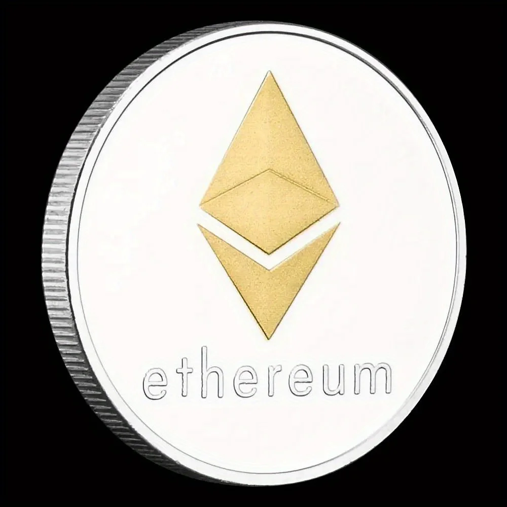 Ethereum Coin Souvenir Commemorative Silvery Plated Collectibles Coin Challenge Coin ETH Physical Cryptocurrency Crypto Coin