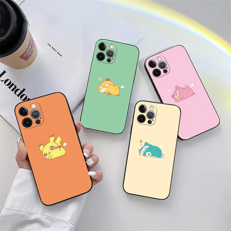 Cute Baby Pokemen Anime Phone Case for iPhone 11 15 Pro Max Case Coque 14 Plus 13 Pro 12 Mini 11 X XS 7 8 SE 2020 TPU Soft Cover