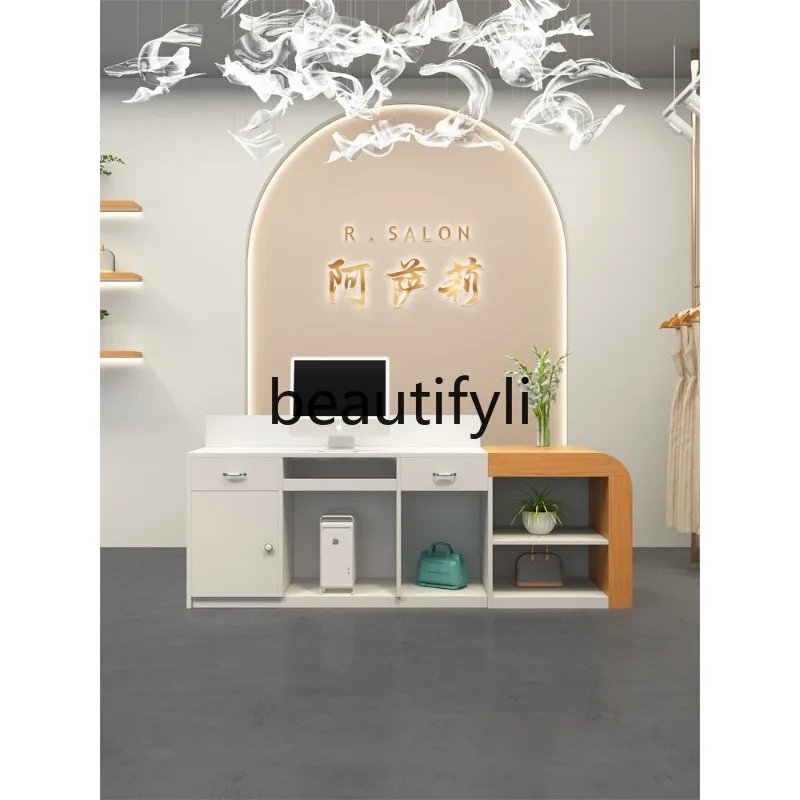 เคาน์เตอร์แคชเชียร์เรียบง่ายทันสมัยร้านขายเสื้อผ้าบาร์ร้านเสริมสวยโต๊ะต้อนรับขนาดเล็ก