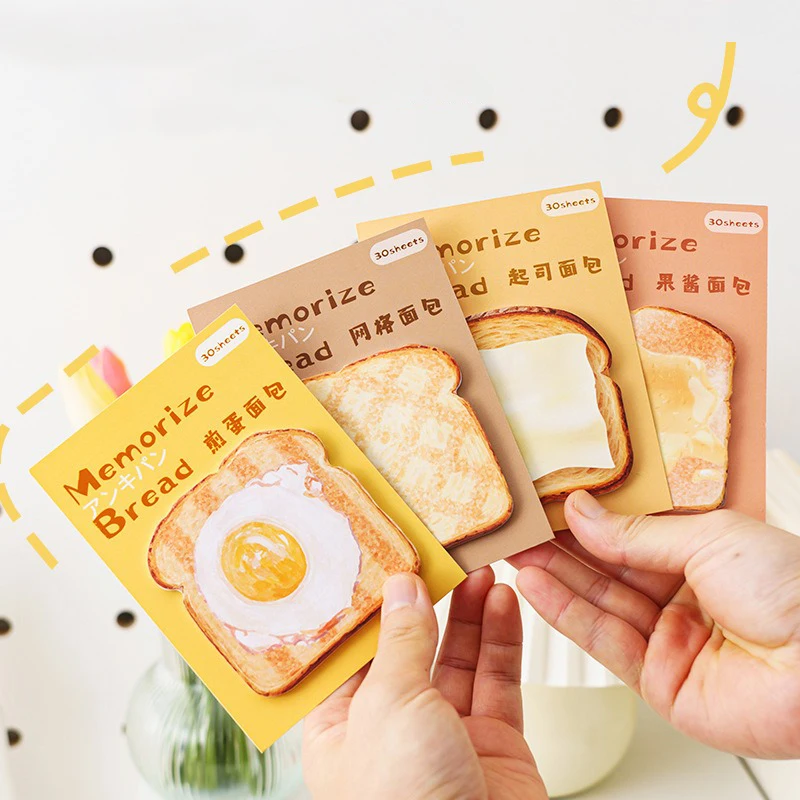 New Toast Shaped Notepad for Students Write Memos Pad and Message Notes Paper Message Memo With Sticky Stationery Supplies