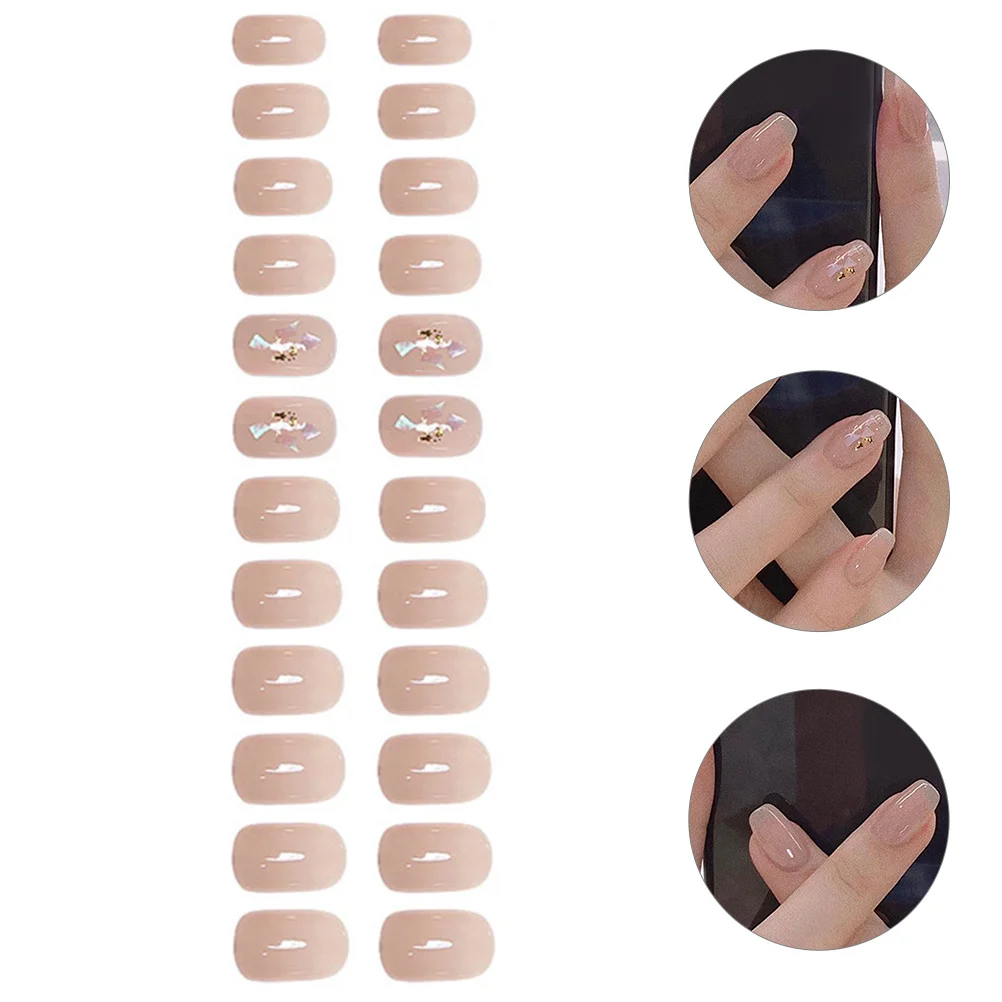 1세트 짧은 가짜 손톱, 탈부착 가능한 여성용 매니큐어 키트, DIY 네일 아트 장식용 ABS 소재 접착식 손톱, 중간 크기 웨딩용
