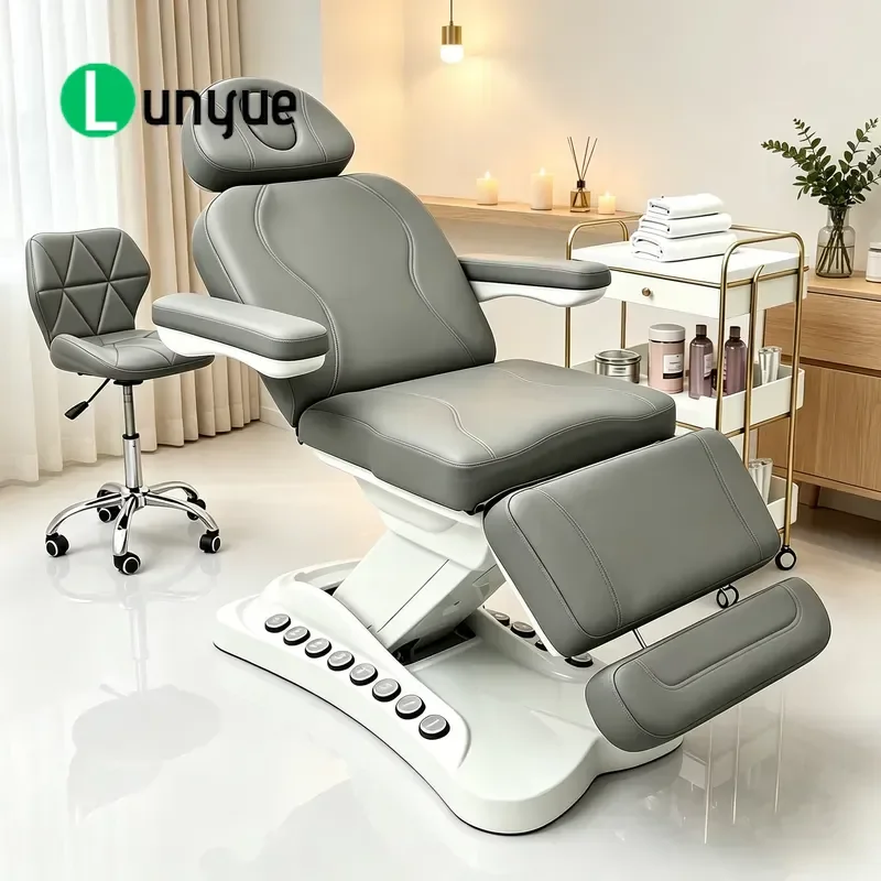 Luxury Modern White 4 Motor Electric Facial Beauty Bed Furniture Massage Table and Chairs for Spa Clinic Professional