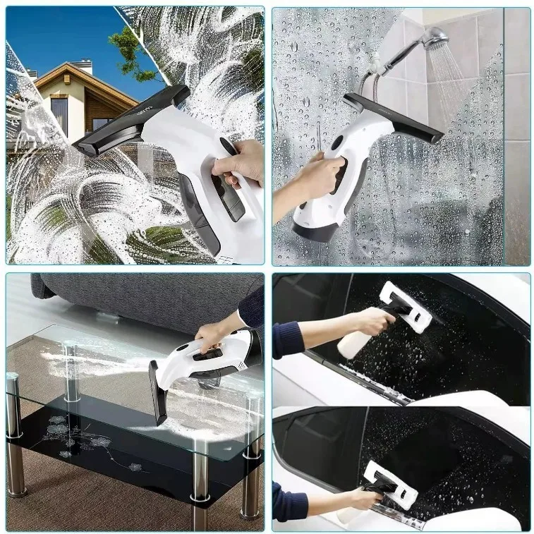 2025 New Multi functional Super suction White Cordless Rechargeable Automatic Portable Glass Cleaning and Window Cleaning Device