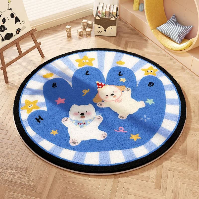 VIKAMA Imitation Cashmere Carpet New Round Bedroom Bedside Cradle Pad Soft And Comfortable Living Room Rug Home Decoration