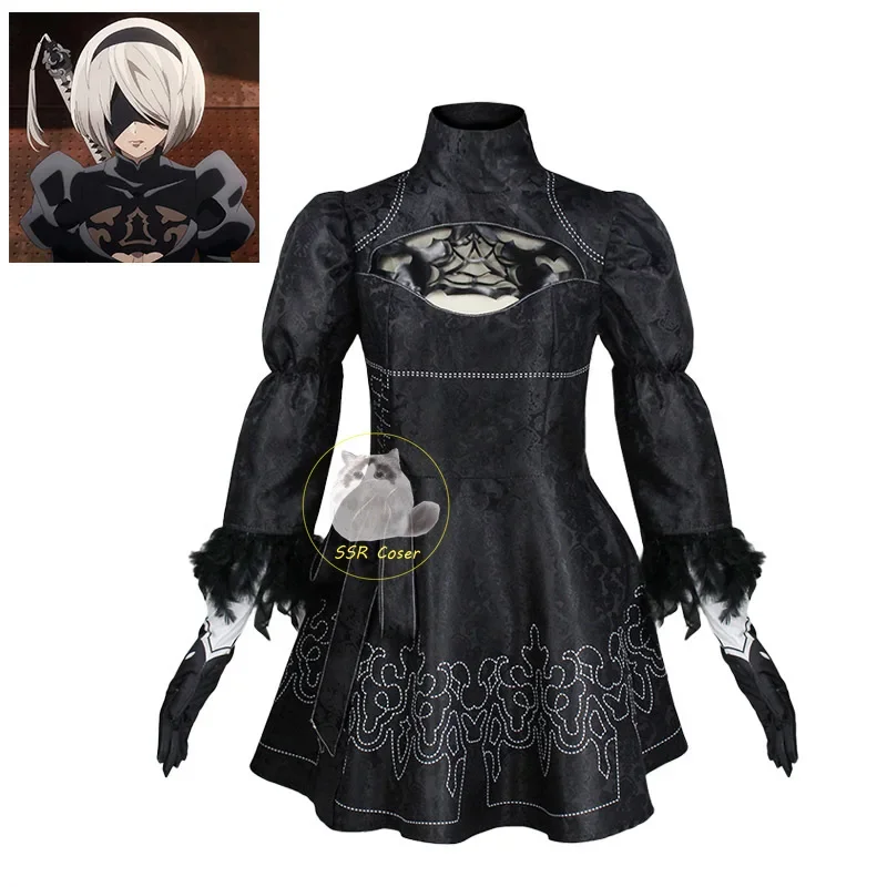 Nier Automata Cosplay Costume Yorha 2B Sexy Outfit Games Anime Women Role Play Costumes Girls Halloween Party Fancy Dress Wig