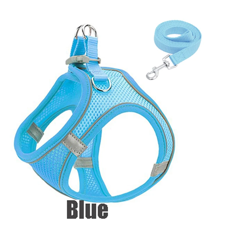 Reflective Dog Harness And Leash Set Adjustable Breathable Vest_voghion.com