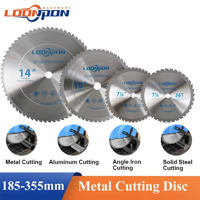 Loonpon Metalowa tarcza tnąca 185/254/355mm Węglikowe brzeszczoty do pił tarczowych do stali, żelaza i aluminium