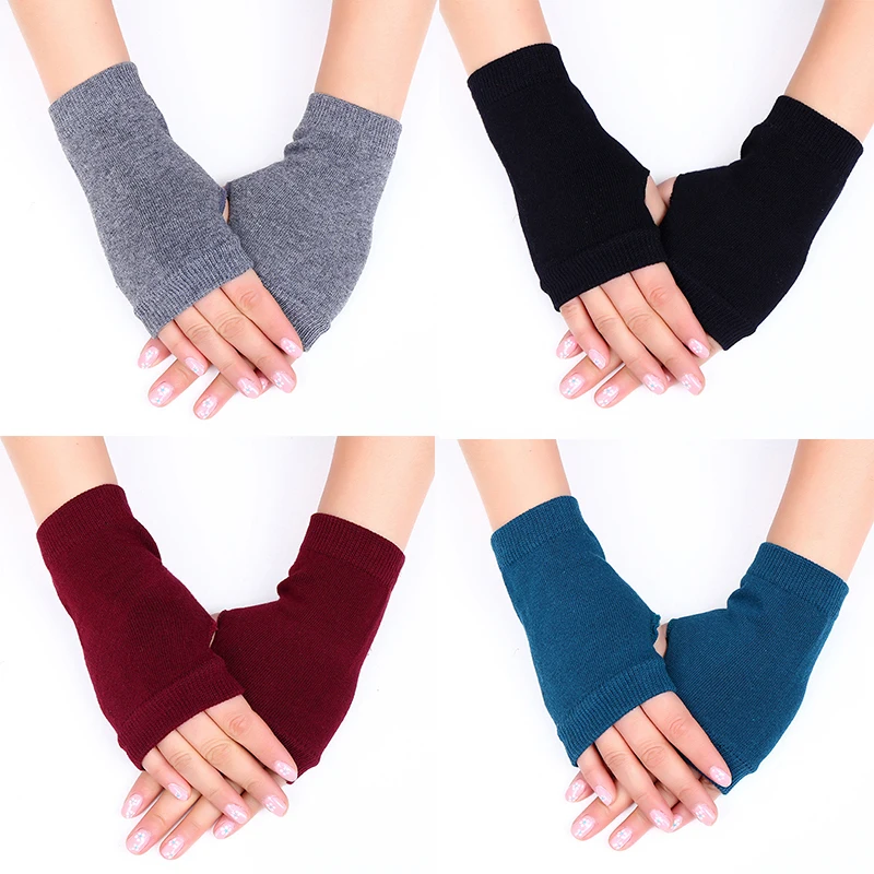 Cotton Fingerless Stretch Gloves For Men and Women Knitted Half Finger Gloves Mittens Short Winter Unisex Wrist Arm Warm Hand