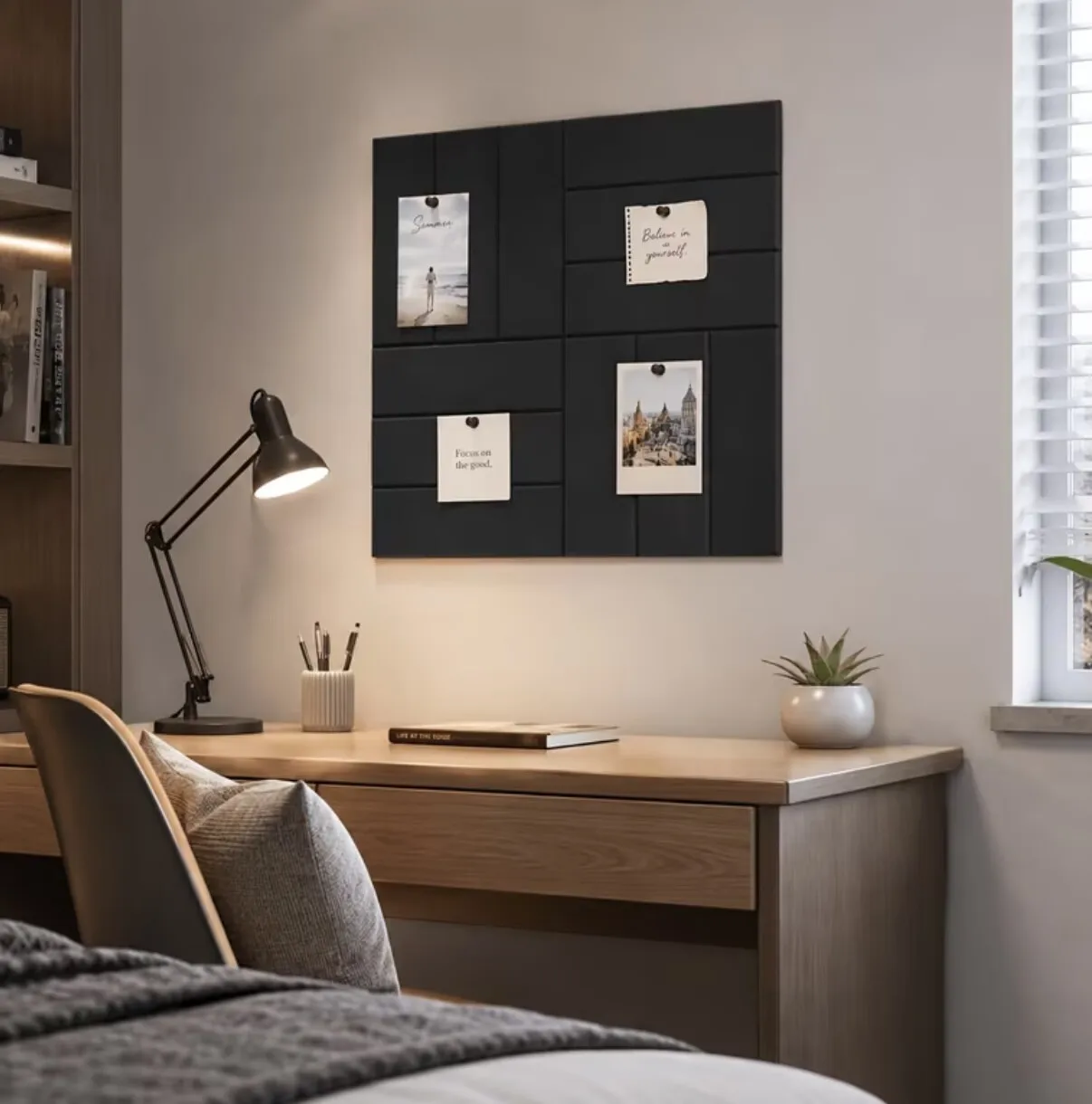 4-Pack Self-Adhesive Felt Bulletin Boards, Can Replace Cork Boards, and Come with Random Colored Push Pins; Multifunctional Vision Boards, Suitable for Home, Office, and Classroom Use to Display Photos, Messages, and Can Also Be Used as Wall Panels and Dart Board Wall Decorations