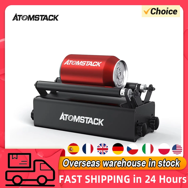 ATOMSTACK R3 Roller for Cylindrical Objects 360° Rotating Engraving Axis 8 Angle Adjustments Engraving Diameter As Small As 4MM