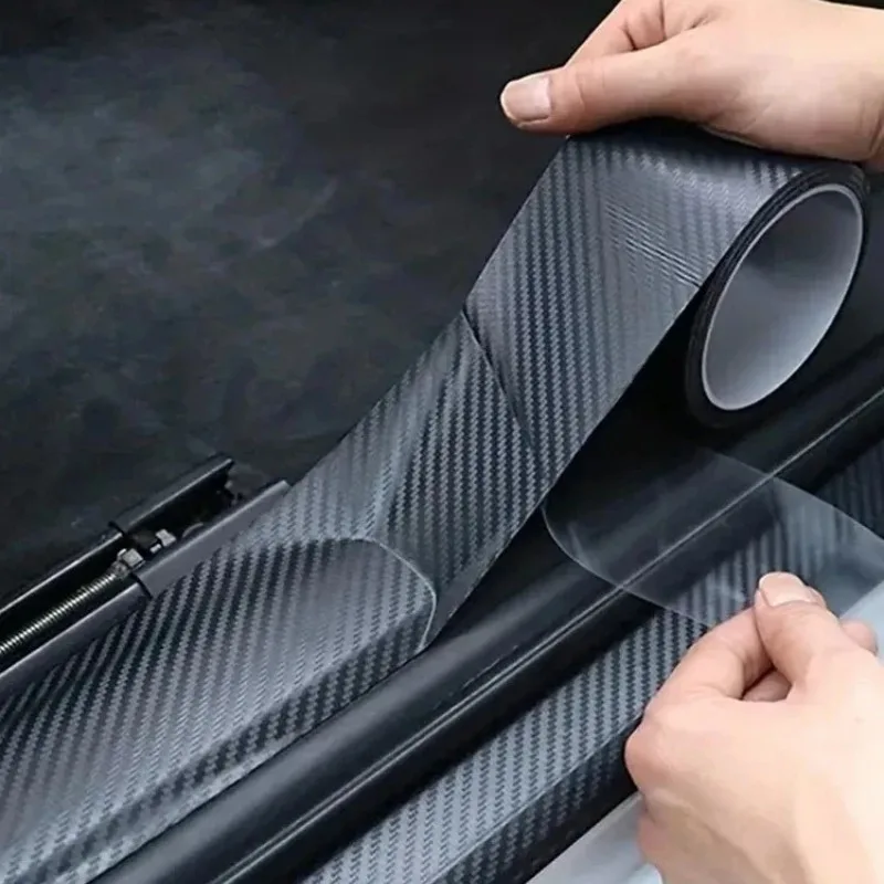 

1PC 3D Carbon Fiber Sticker Paste Car Threshold Protective Film Anti Scratch Waterproof Matte Black Nano Sticker for Car Body