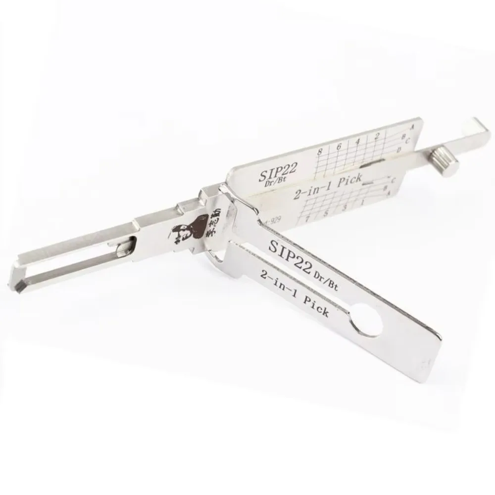 Original Lishi SIP22 2 in 1 Lock Pick Decoder Ignition Car Door Open for Fiat Model Vertical Milling