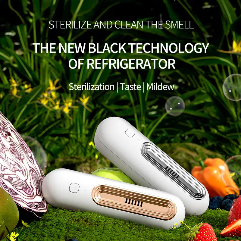 (Double-Click to Turn On, Long-Press to Turn Off) Refrigerator Deodorizer, USB Rechargeable Air Purifier, Pet Purifier, Household Wardrobe and Shoe Cabinet Deodorizer, Odor Eliminator, Suitable for Home Use and Travel