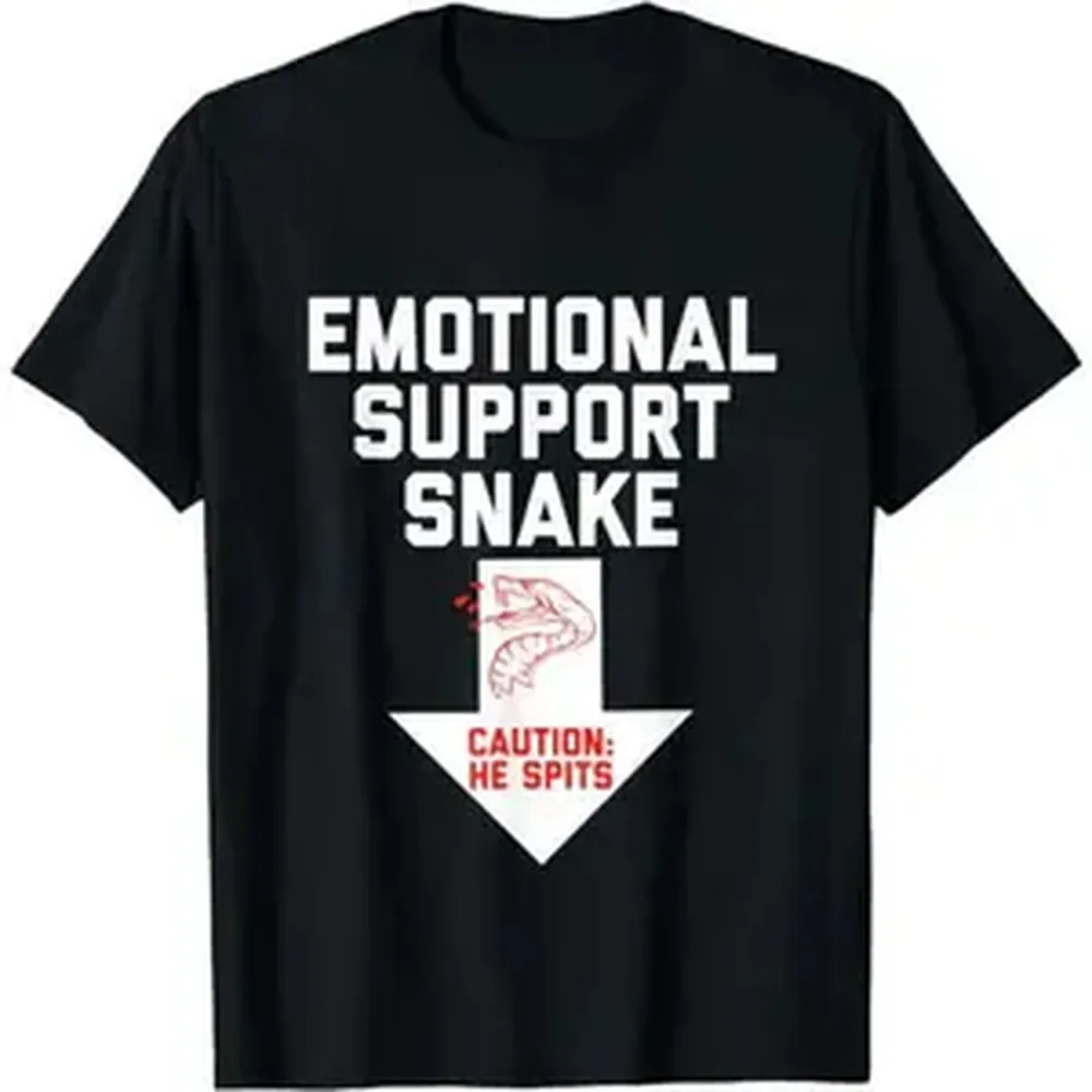 Halloween Crude Humor T-Shirt - Inappropriate Emotional Support Snake Graphic, Smooth Soft Seamless Cotton Fabric, Casual Streetwear Sports Top