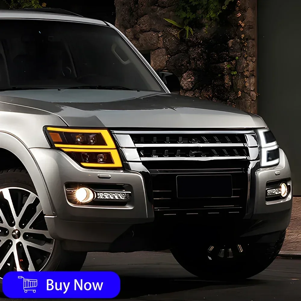

Для Mitsubishi Pajero V93 V97 2009-2021 автоматические фары в сборе, обновленный светодиодный динамический 4-объектив проектора, автомобильные аксессуары