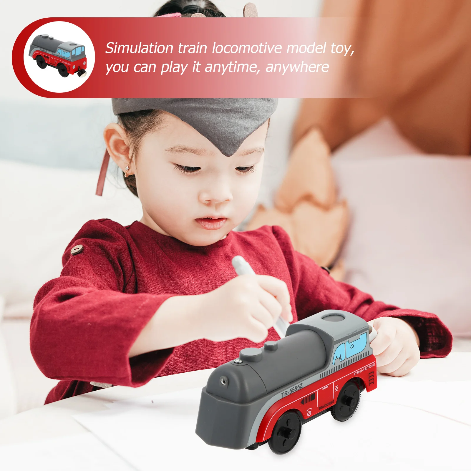 Vaguelly 1pc Magnetic Locomotive Toy Train Set for Kids Alloy Electric Red Connectable Magnetic Car Plaything