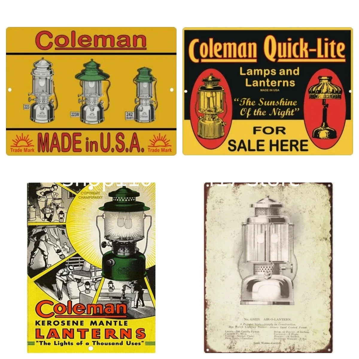 New graphic printing fashion classic retro metal poster wall plate Coleman Kerosene Lantern Metal Tin Sign12x8inch 20x30cm