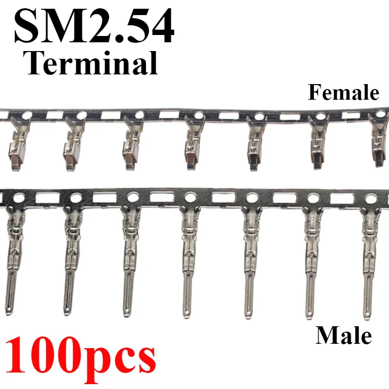 

100pcs/LOT SM2.54 Terminal SM Male Female Crimp Pins for Housing SM 2.54mm Female Male Connector