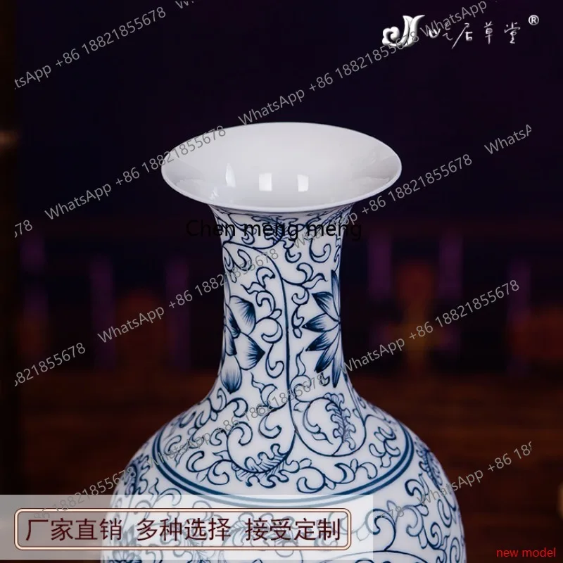 H178H178Hand painted blue and white tangled lotus beauty bottle Jingdezhen ceramic small vase blue and white porcelain