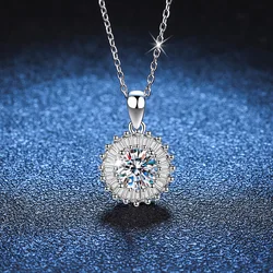 18K Real Platinum PT950 necklace, ladder square full diamond luxury pendant, collarbone chain, women's 1-carat moissanite