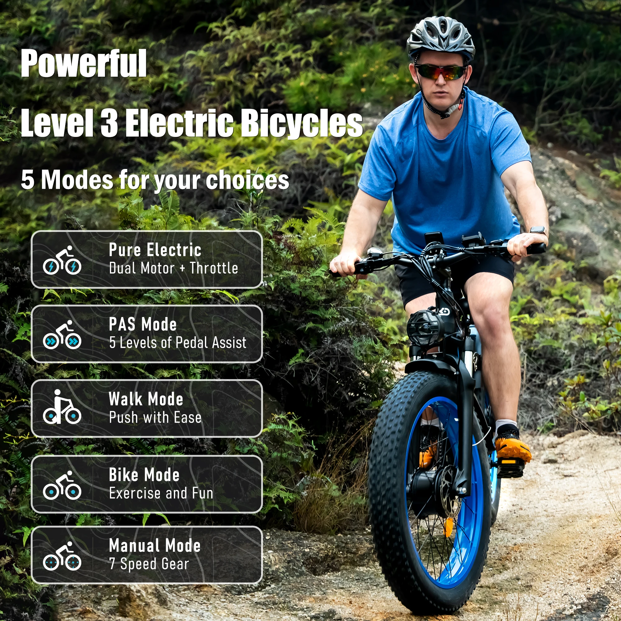 Dakeya Da03 Electric Bike 2000W 48V Ebike 26x 4.0 Wide Tire Adult E Bike Hydraulic Brake Dual Motor Mountain Electric Bicycle