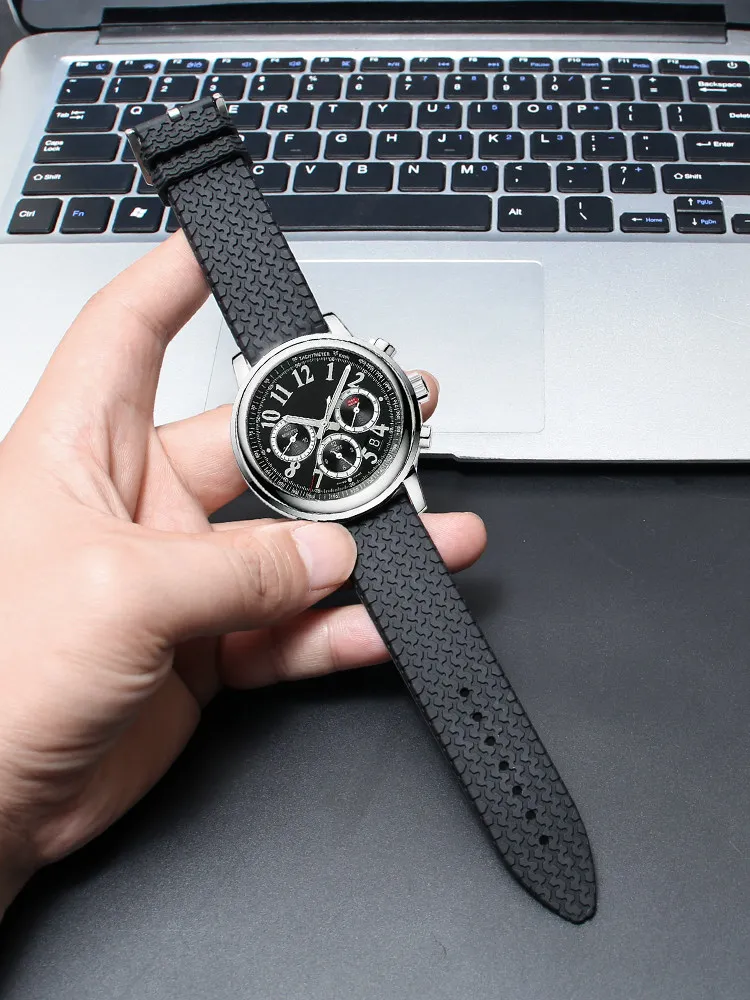 Tire pattern fluororubber watch strap 23mm21 men's suitable for Chopin Chopin Classic Racing 168511 waterproof bracelet