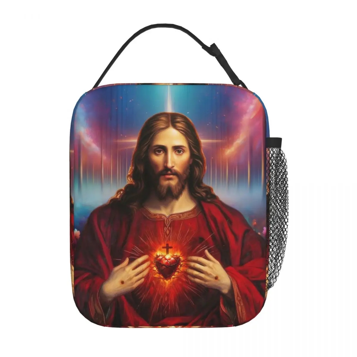 

Holy Jesus Christ Sacred Heart Thermal Insulated Lunch Bags Religious Catholic Saint Portable Food Cooler Thermal Lunch Boxes