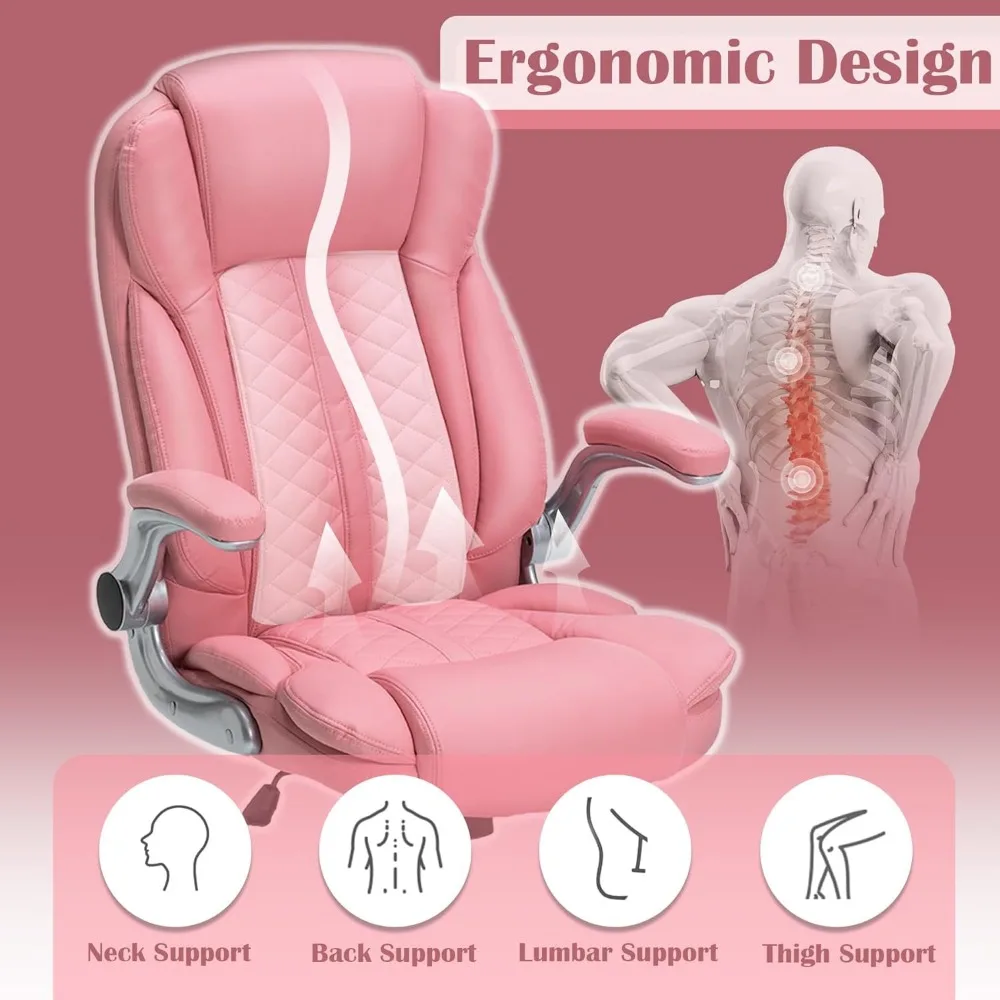 Sedia da ufficio direzionale da 400 libbre con braccioli ribaltabili, sedia da ufficio per computer grande e alta per persone pesanti, ergonomica resistente