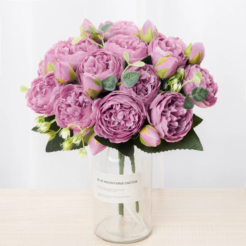 30 سنتيمتر الزهور الاصطناعية الحرير الفاوانيا عالية الجودة العروس باقة الزفاف المنزل حفلة غرفة الجدول الديكور DIY بها بنفسك هدية اكسسوارات #2