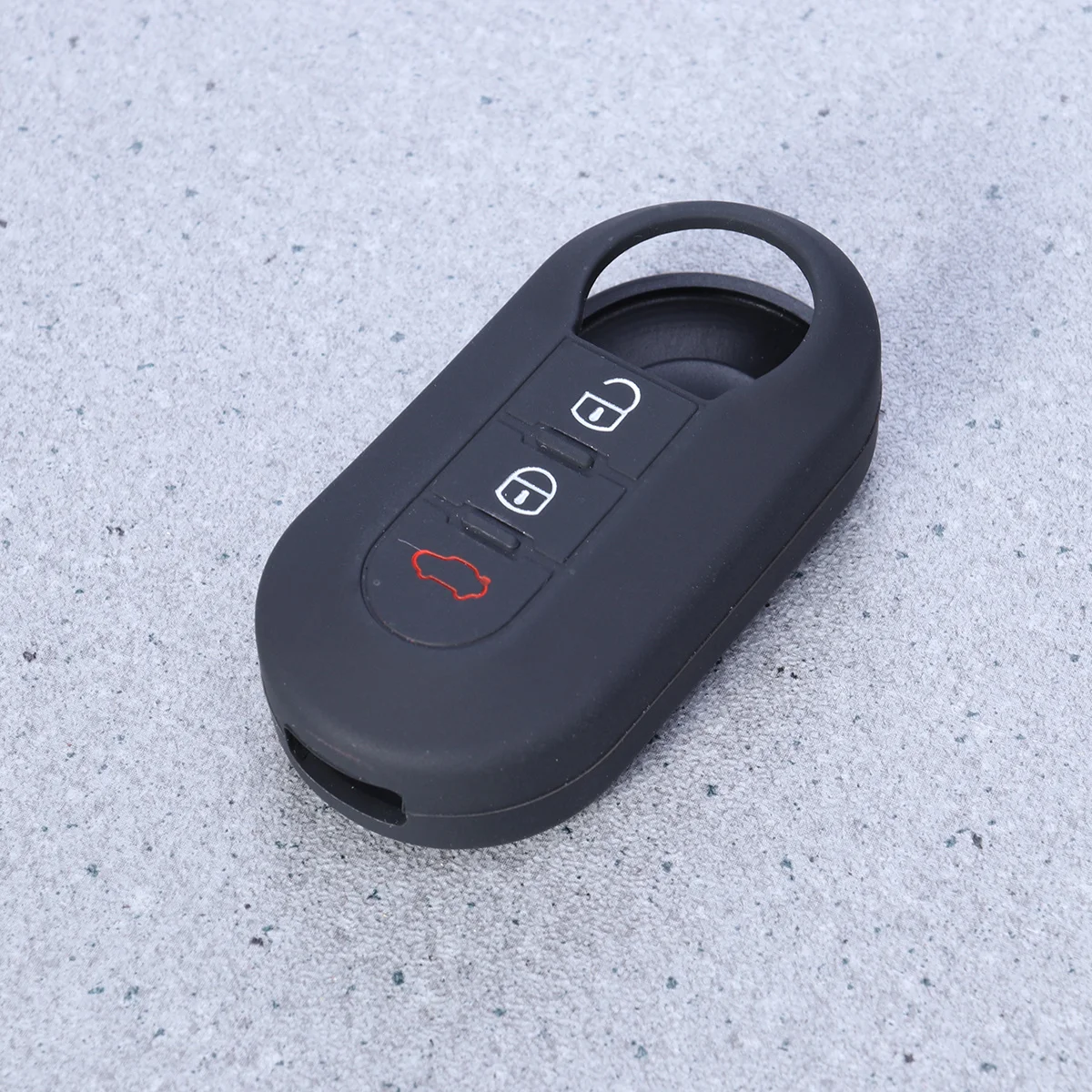 

Silicone Key Cover Case Holder 3 Buttons Remote Fit Car Key Compatible for Fiat 500 Scratch Proof Protective Black