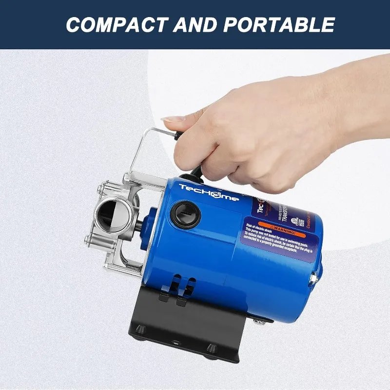 HOME.Waterpomp, 115V 1/10HP 330GPH wateroverdrachtspomp, met AAN/UIT-schakelaar en zuigslangset.