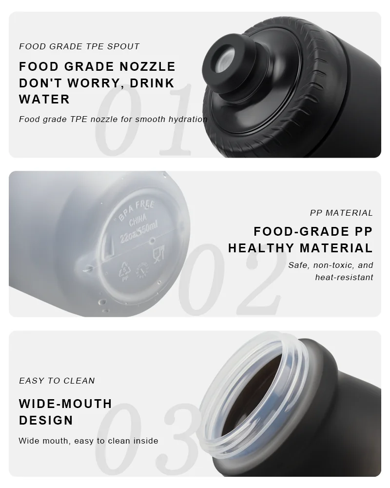 Cycling Water Bottle PP5 Taste-Free Lightweight Outdoor Sports Squeeze Kettle Bicycle Water Bottle Portable Bike Drink Cup