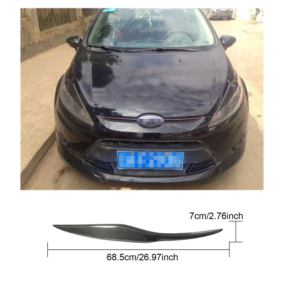 Dry Real Carbon Fiber Headlight Lamp Eyelids Eyebrows For Ford Fiesta Accessories 2009 - 2012 Sticker Trim