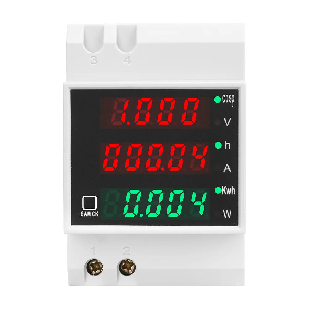 

AC80-300V Din Rail LED Display 3P Rail AC Digital Display Meter Show Power Totalisation Time kWh Multifunctional Detection Meter