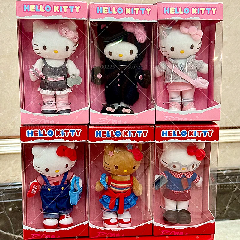 

Sanrio Characs Plush Pendant Hello Kitty'S Day Series Trendy Bag Pendant Anime Peripheral Reversible Soft Plush Doll Stuffed Toy